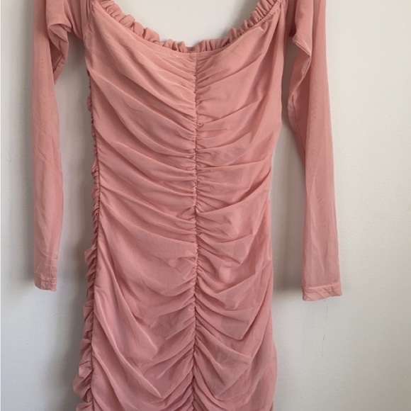 FASHION NOVA Pink Ruched Mesh Dress - Picture 3 of 3